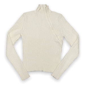 Weekend Max Mara Wool Ribbed Turtleneck Sweater in Cream, size M - VGUC